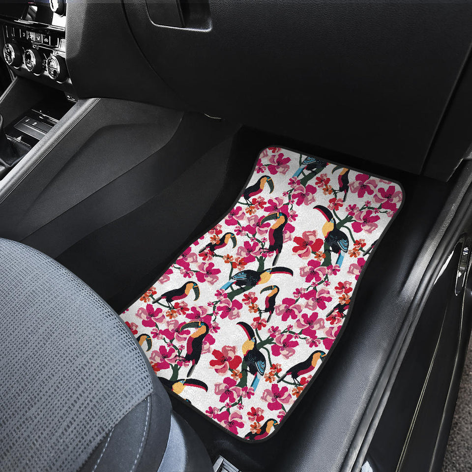Toucan Flower Design Pattern Front Car Mats