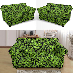 Green Hop Pattern Loveseat Couch Slipcover