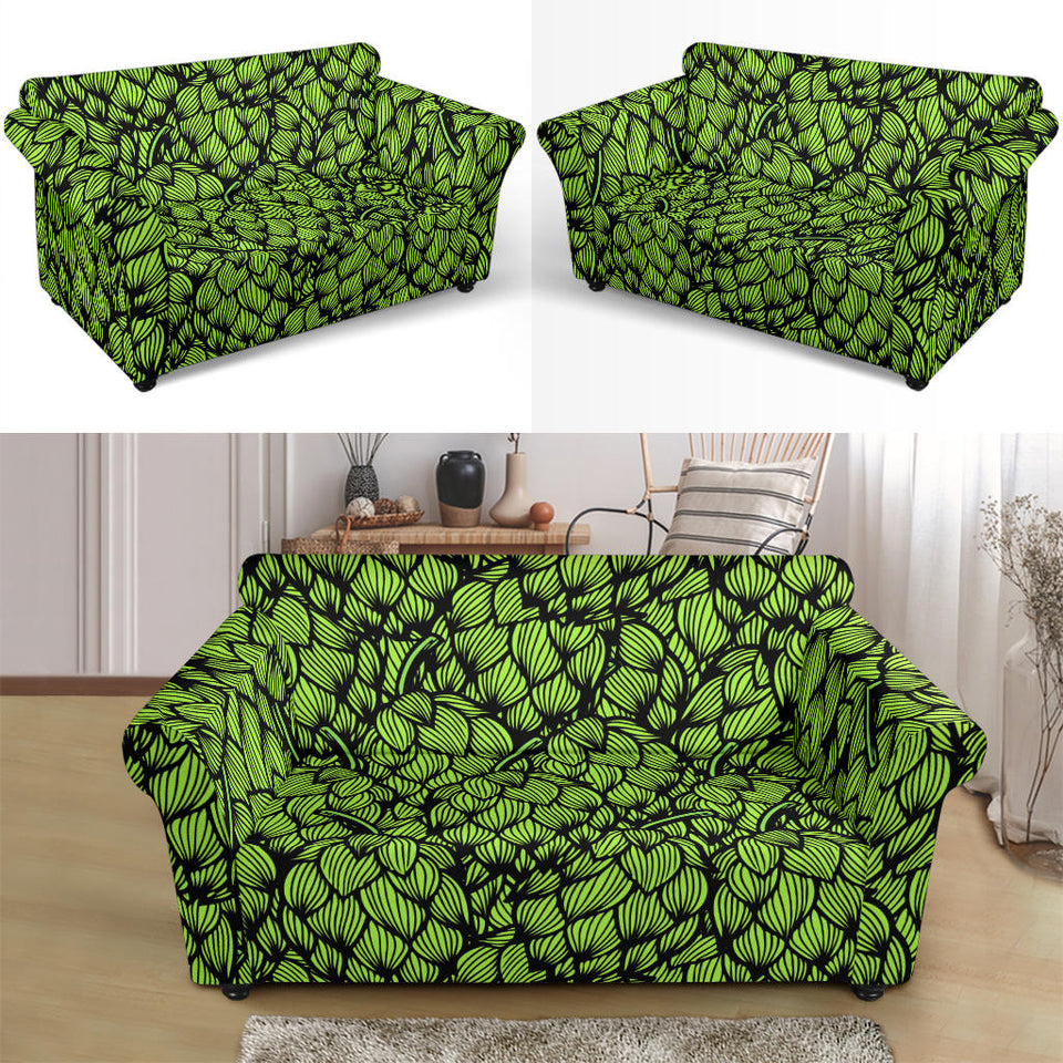 Green Hop Pattern Loveseat Couch Slipcover