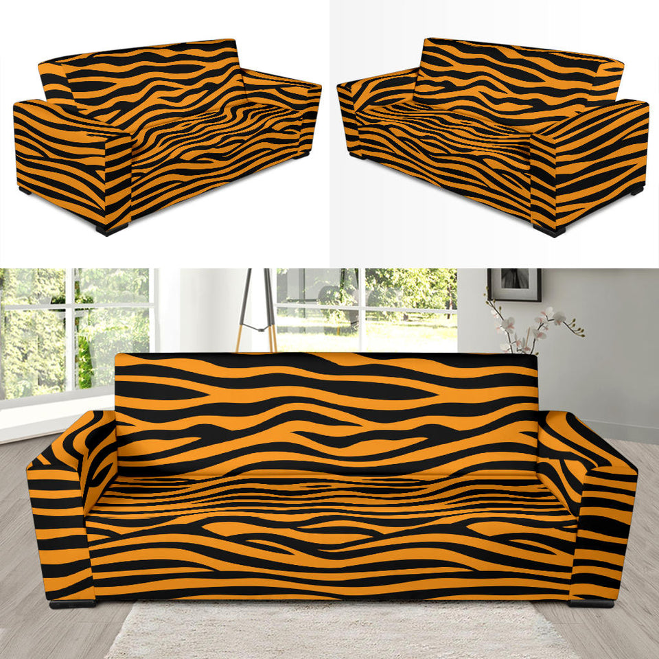 Bengal Tigers Skin Print Pattern Background Sofa Slipcover