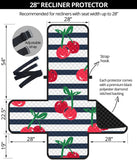 Hand drawn cherry pattern striped background Recliner Cover Protector