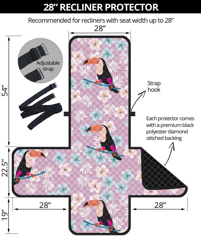 Beautiful toucan flower leaves Recliner Cover Protector