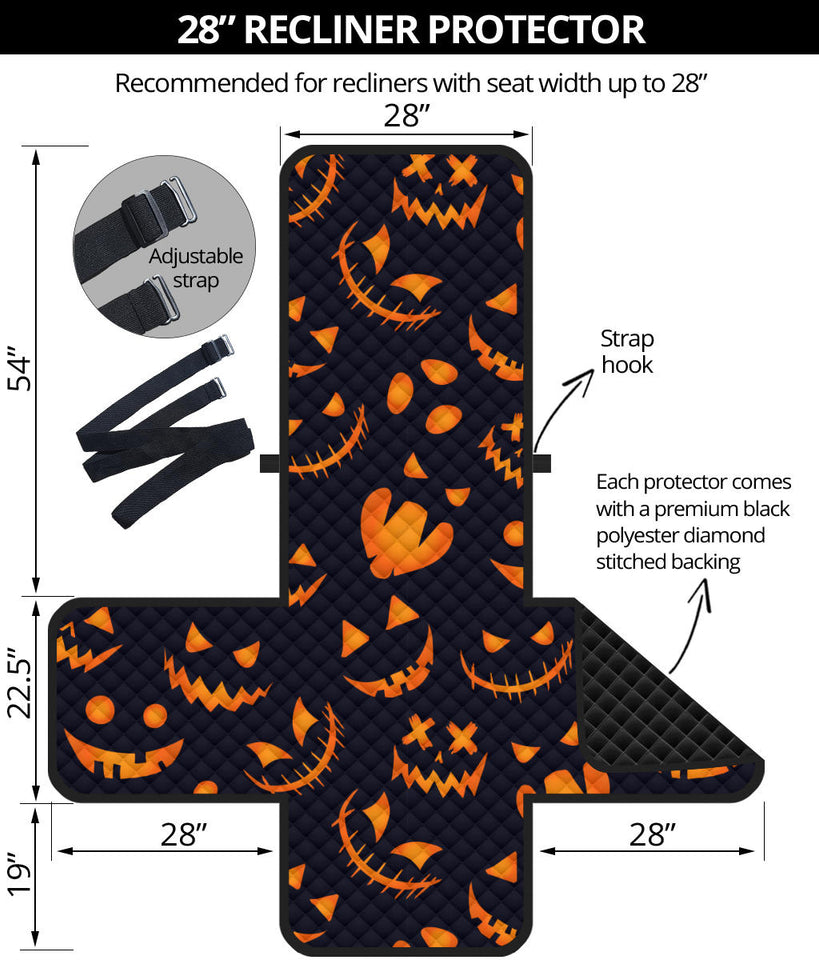Halloween pattern Pumpkin background Recliner Cover Protector