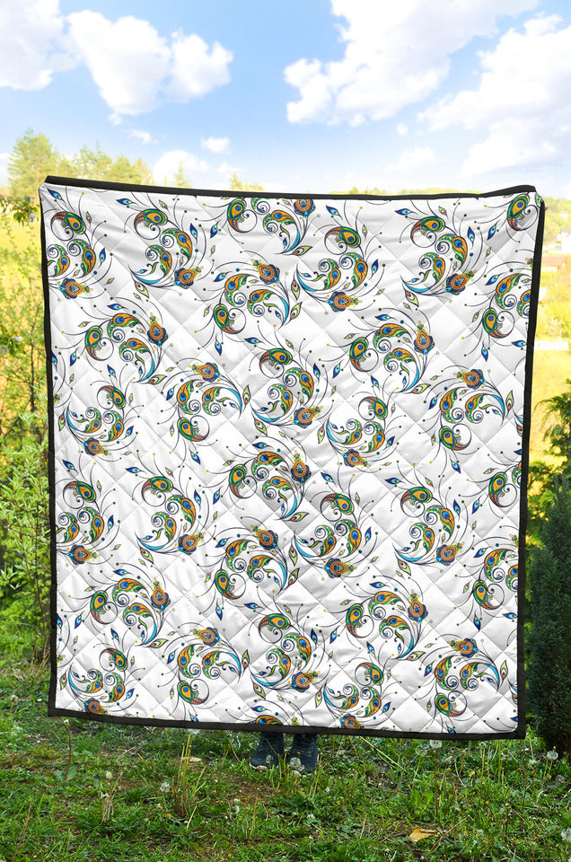 Peacock Feather Pattern Premium Quilt