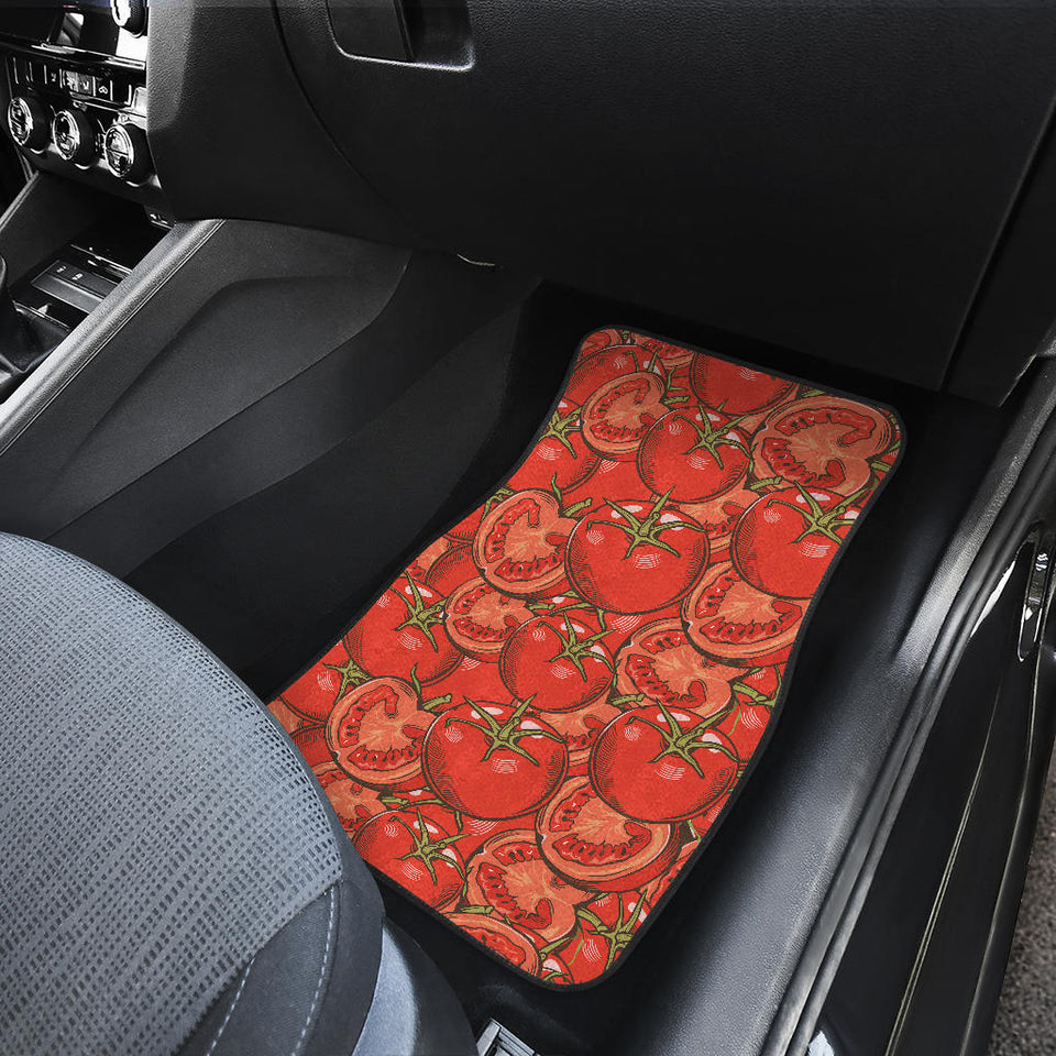 Red Tomato Pattern Front And Back Car Mats
