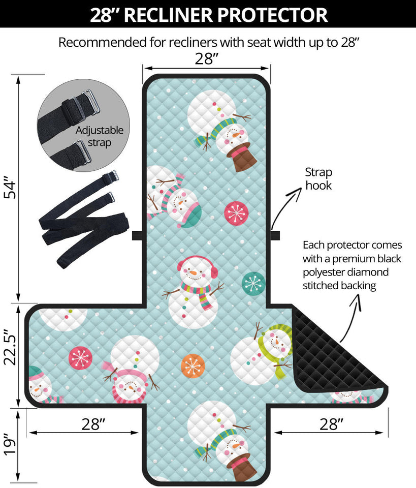 Cute snowman snowflake pattern Recliner Cover Protector