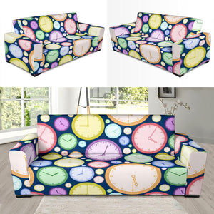 Colorful Clock Background Sofa Slipcover