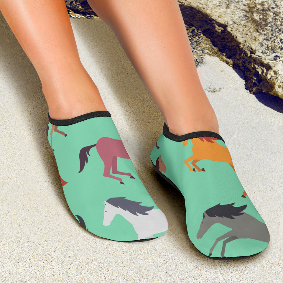 Colorful Horses Pattern Aqua Shoes