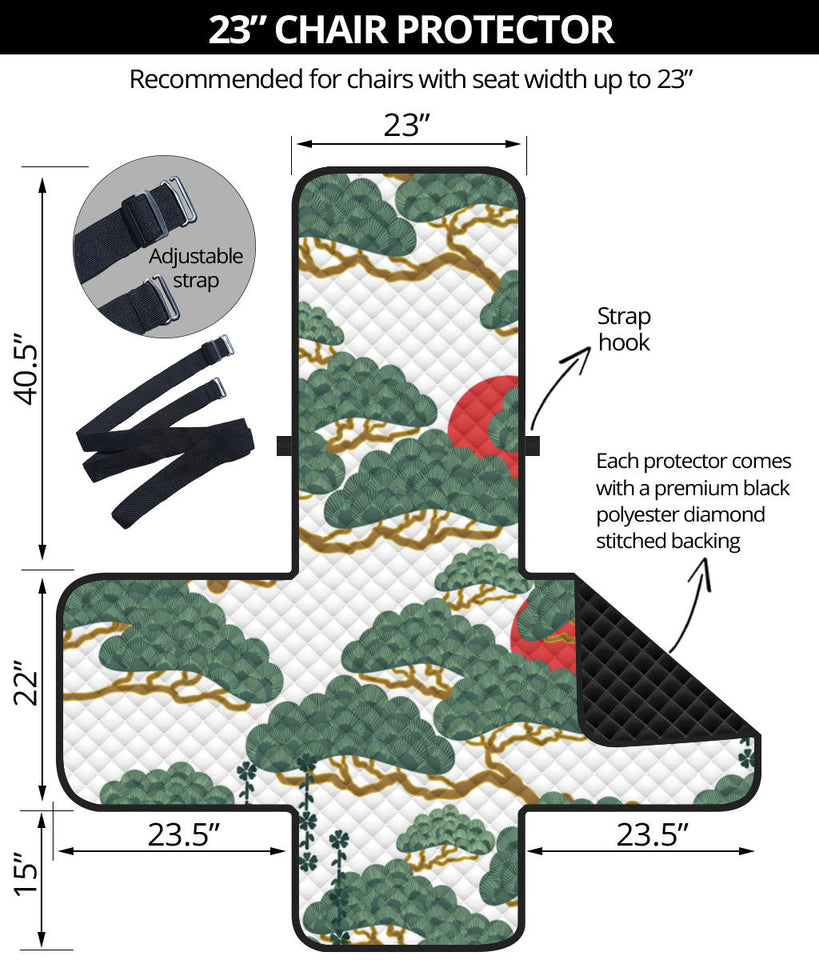 Bonsai red sun japanese pattern Chair Cover Protector