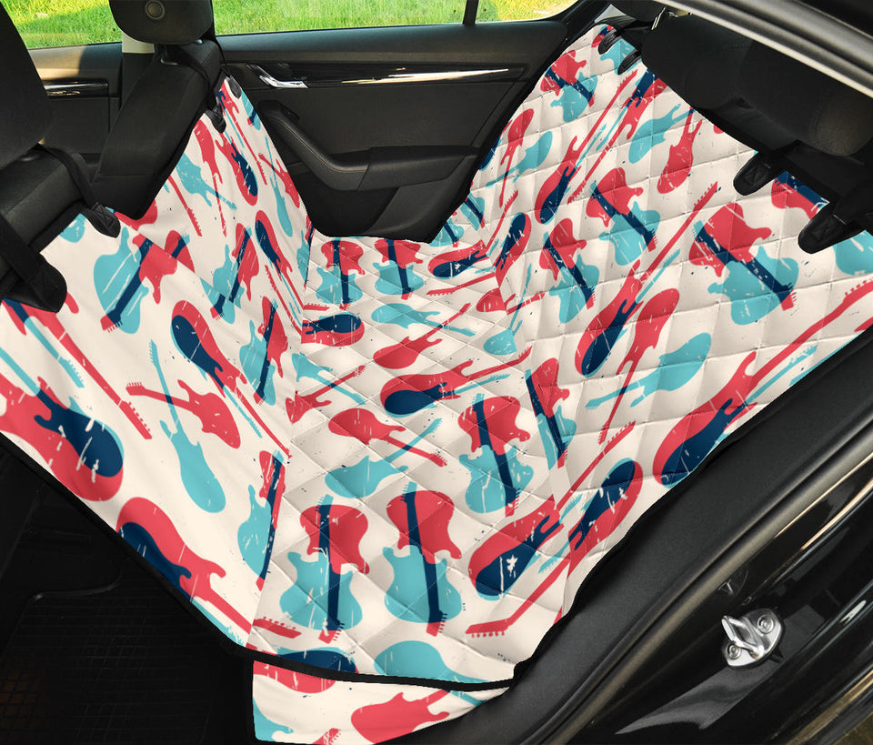 Red Blue Guitar Pattern Dog Car Seat Covers