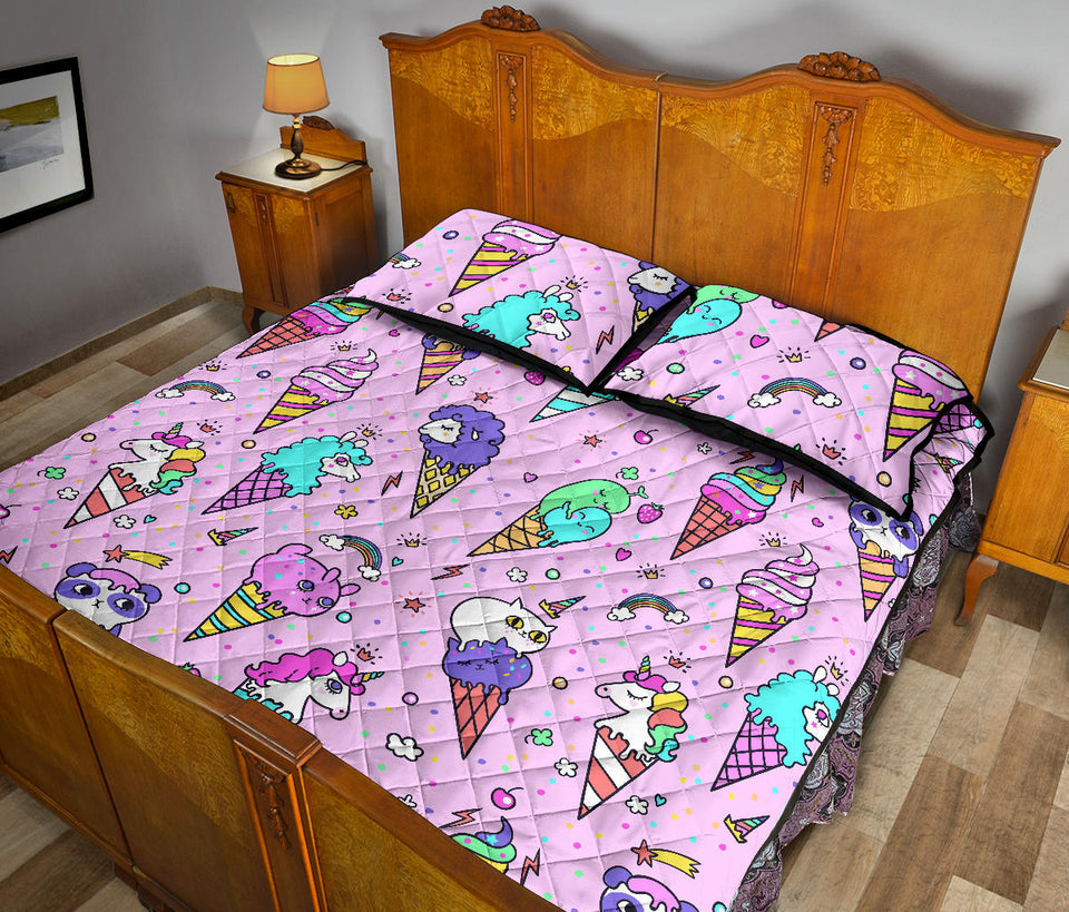 Cute ice cream cone animal pattern Quilt Bed Set