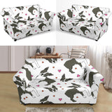Boston Terrier Dog Hearts Vector Pattern Loveseat Couch Slipcover