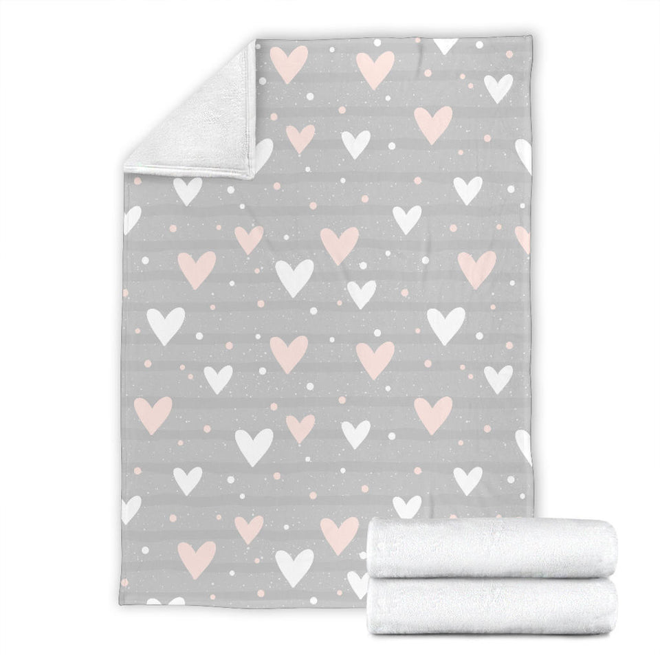 Heart Pattern Gray Background Premium Blanket