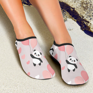 Cute Panda Ballon Heart Pattern Aqua Shoes