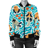 Cute Sea Otters Fishe Sea Urchin Pattern Women'S Bomber Jacket