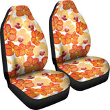 Orange Yellow Orchid Flower Pattern Background Universal Fit Car Seat Covers