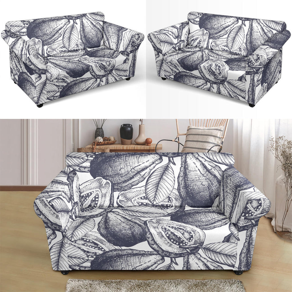 Guava Tropical Hand Drawn Pattern Loveseat Couch Slipcover