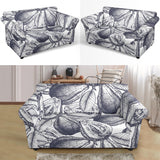 Guava Tropical Hand Drawn Pattern Loveseat Couch Slipcover