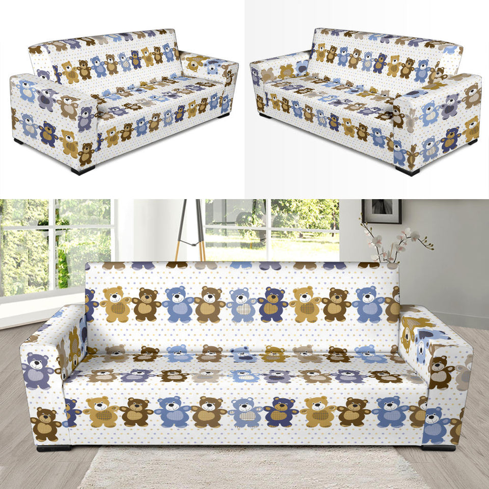 Teddy Bear Pattern Print Design 02  Sofa Slipcover
