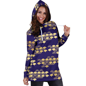 Beautiful Japanese Fan Pattern Women'S Hoodie Dress