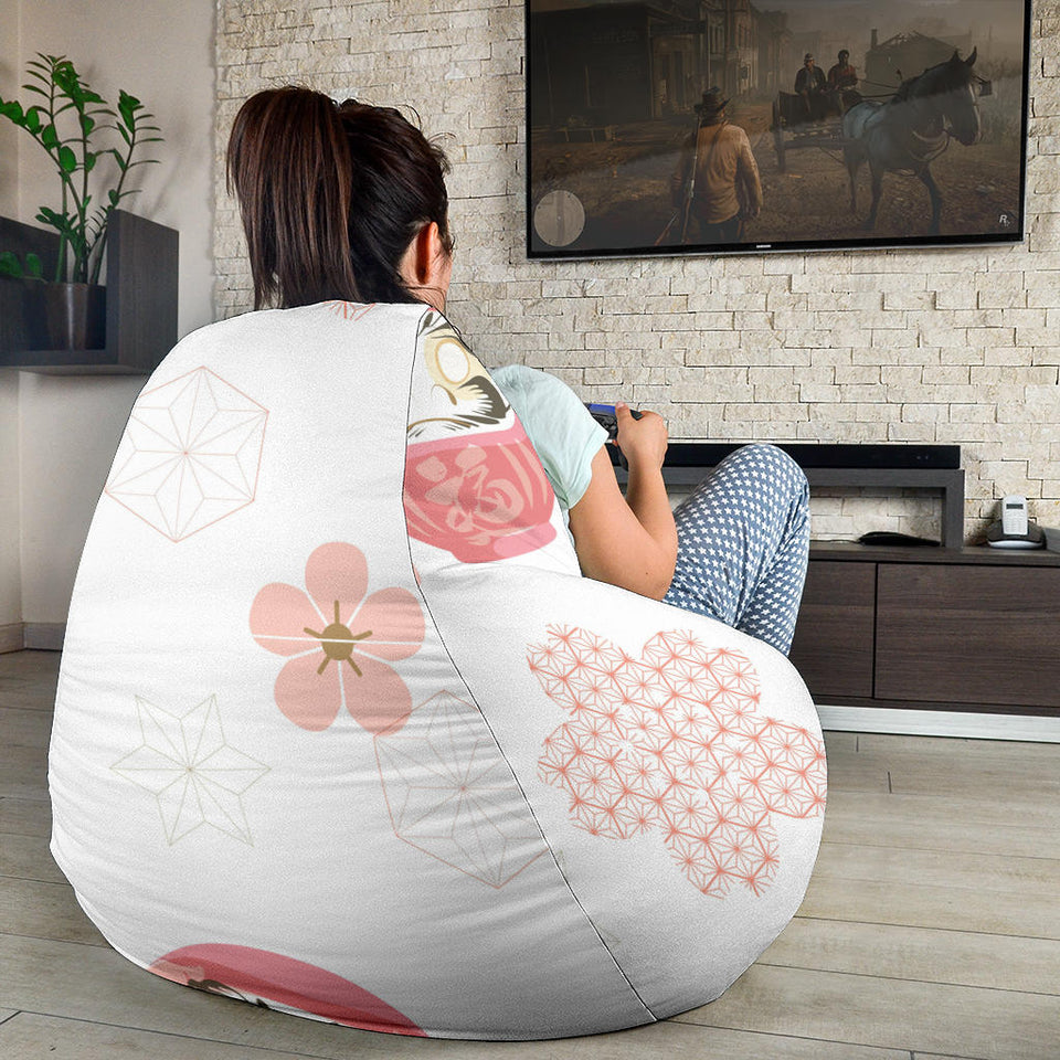 Daruma Japanese Wooden Doll Cherry Blossom Flower Pattern Bean Bag Cover