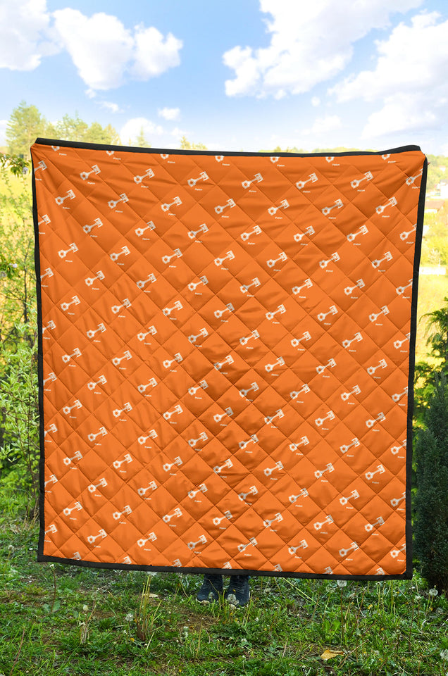Engine Piston Orange Background Pattern Print Design 05 Premium Quilt