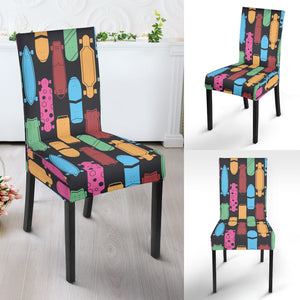 Skate Board Pattern Print Design 02 Dining Chair Slipcover