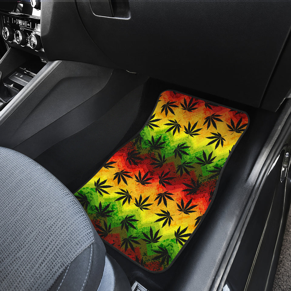 Canabis Marijuana Weed Pattern Print Design 03 Front Car Mats