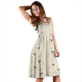 Jack Russel Pattern Print Design 02 Sleeveless Midi Dress