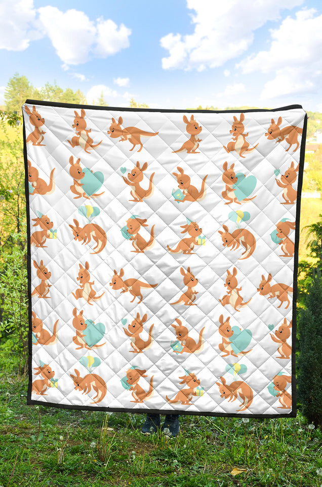 Cute Kangaroo Pattern Premium Quilt