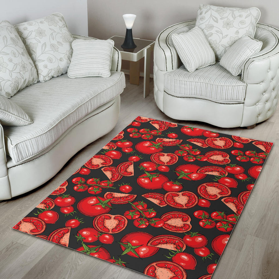 Tomato Black Background Area Rug