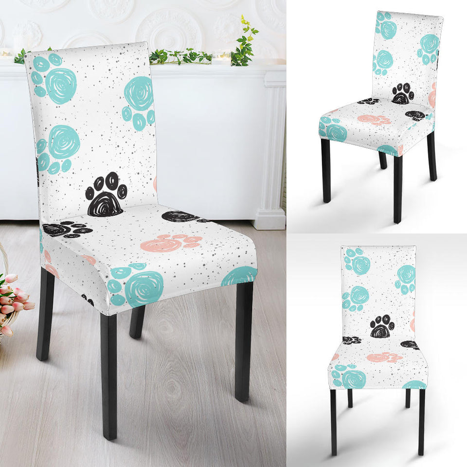 Dog Paws Pattern Print Design 04 Dining Chair Slipcover