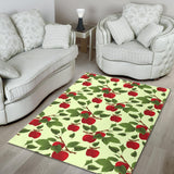 Red Apples Leaves Pattern Area Rug