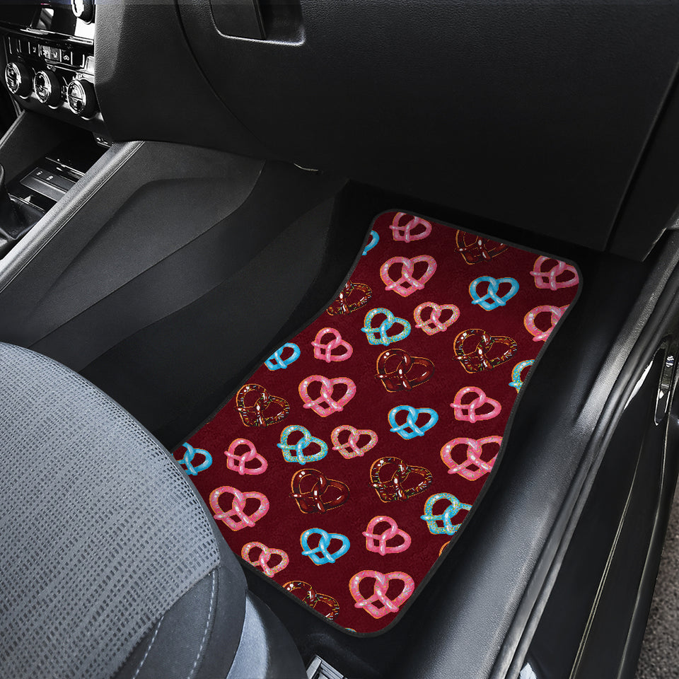 Pretzels Pattern Print Design 05 Front and Back Car Mats