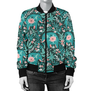 Elephants Jungle Pattern Women'S Bomber Jacket