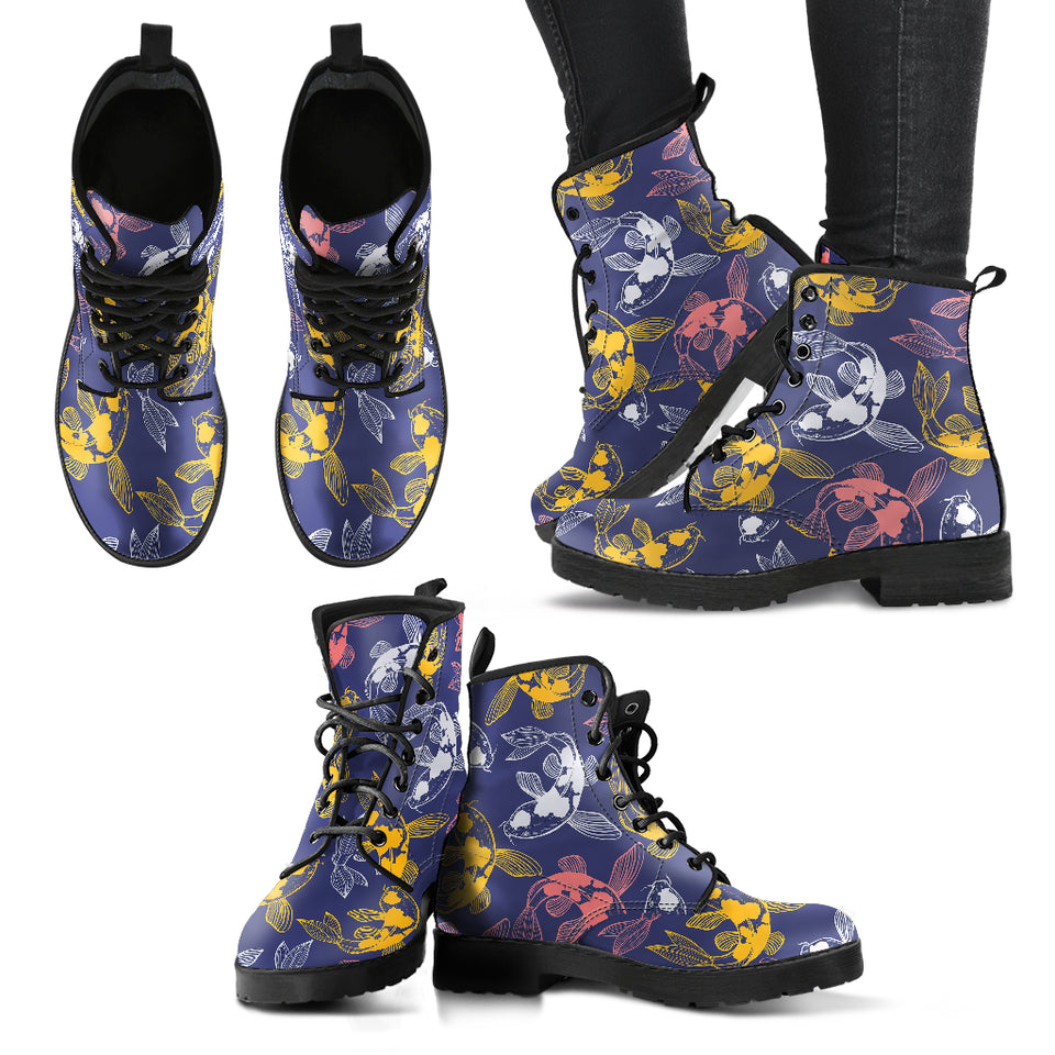 Koi Fish Carp Fish Pattern Leather Boots