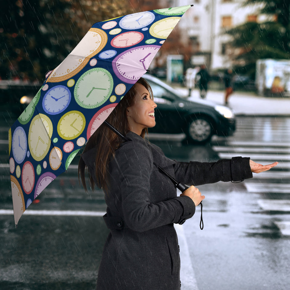 Colorful Clock Background Umbrella