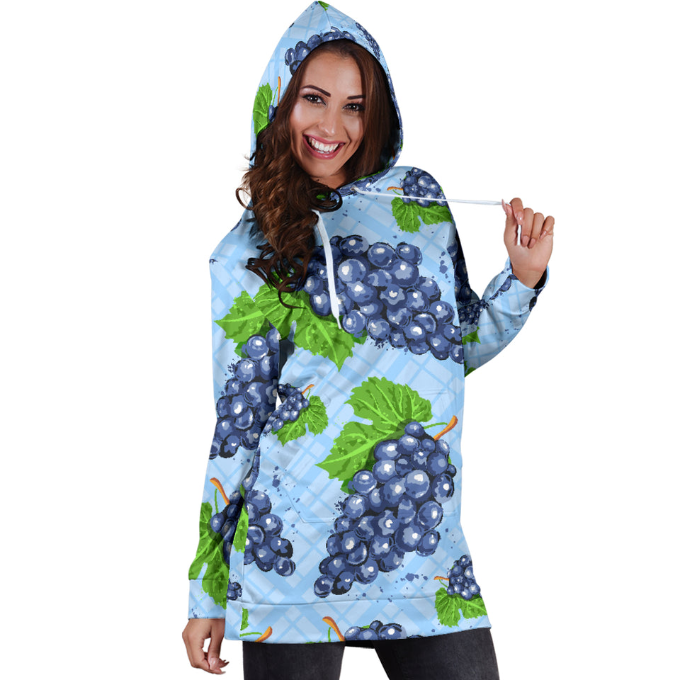 Watercolor Grape Pattern Women'S Hoodie Dress