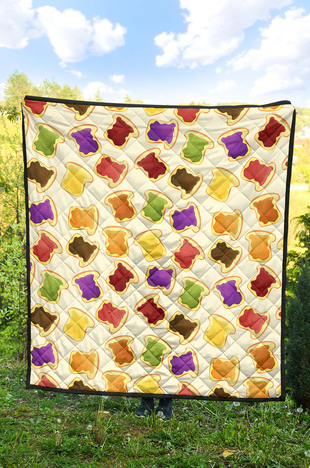 Bread Toast Pattern Print Design 02 Premium Quilt