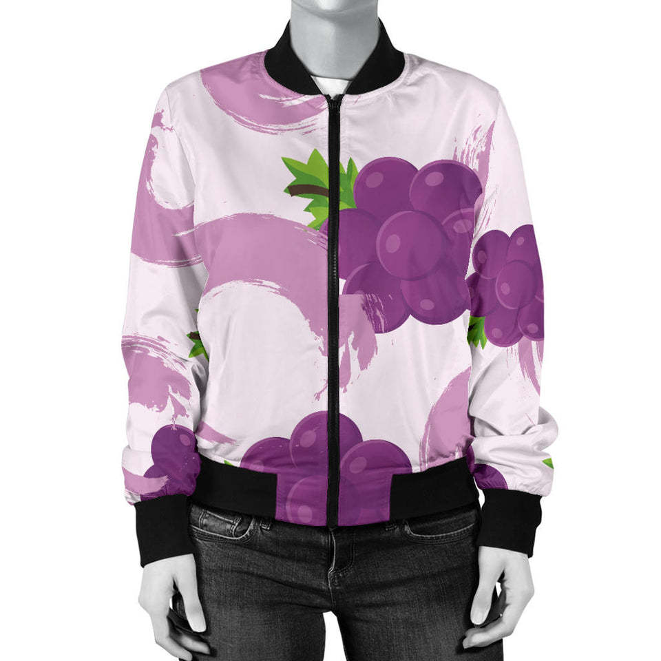 Cute Grape Pattern Women'S Bomber Jacket