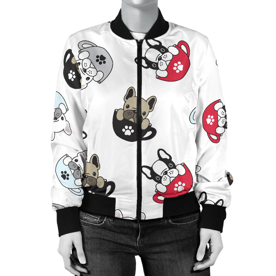 French Bulldog Cup Paw Pattern Women'S Bomber Jacket