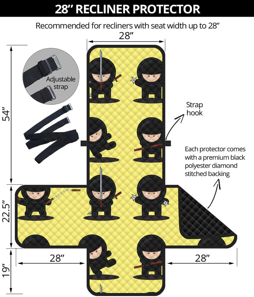 Cute ninja yellow background Recliner Cover Protector