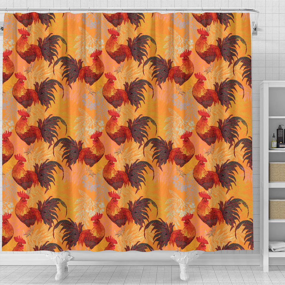 Red Rooster Chicken Cock Pattern Shower Curtain Fulfilled In US
