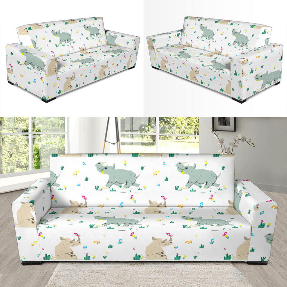 Cute Rhino Pattern Sofa Slipcover