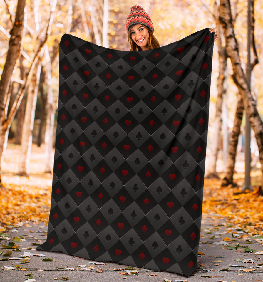 Casino Cards Suits Pattern Print Design 05 Premium Blanket