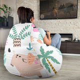 Cute Elephants Palm Tree Flower Butterfly Pattern Bean Bag Cover