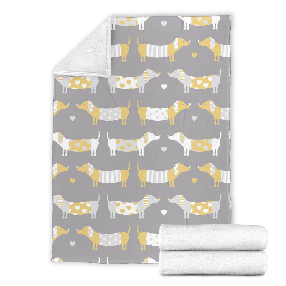 Cute Dachshund Dog Pattern Premium Blanket