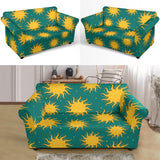 Sun Green Background Loveseat Couch Slipcover