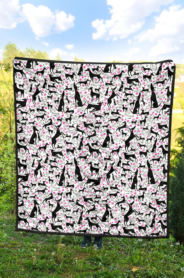 Greyhound Pattern Print Design 02 Premium Quilt