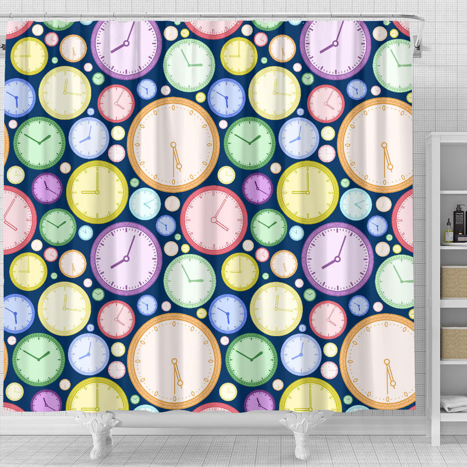 Colorful Clock Background Shower Curtain Fulfilled In US